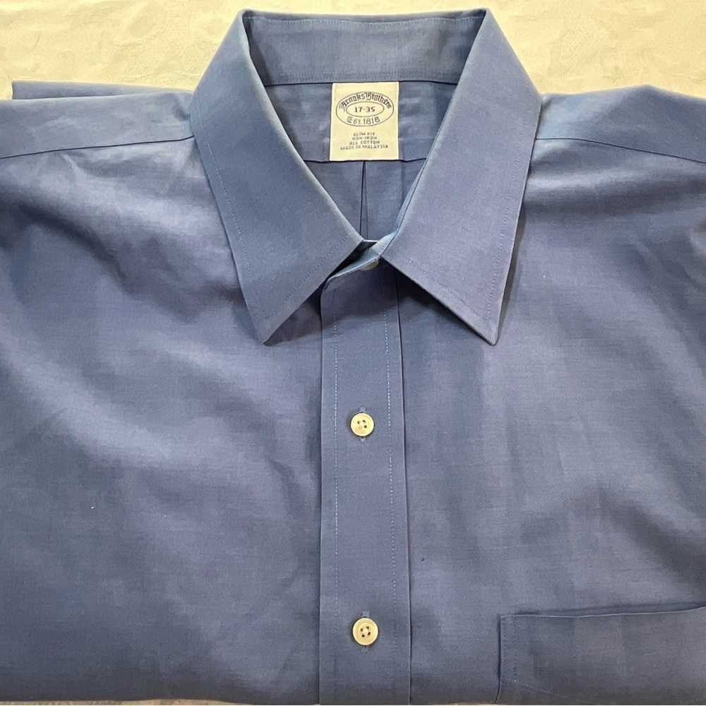 Brooks Brothers 1818 classic orig. polo, Lng sleeve, Blue Button Up  17-35